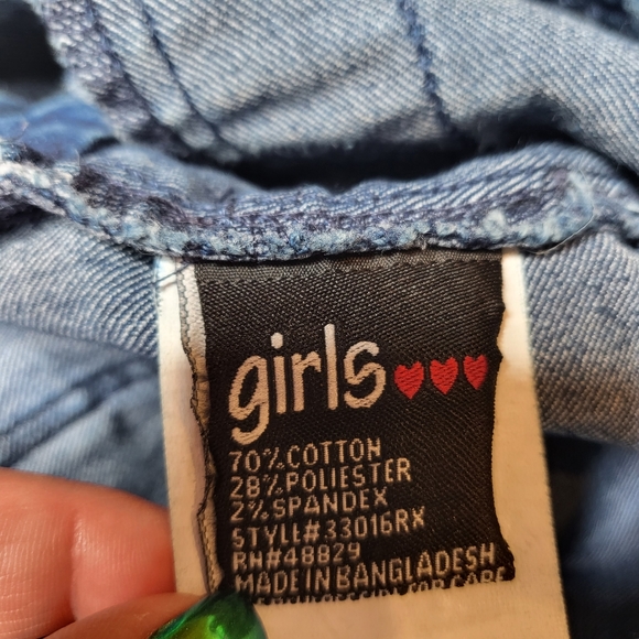 Girls Acid Washed Distressed Denim Overalls - Size 14/16 EUC - Picture 11 of 14